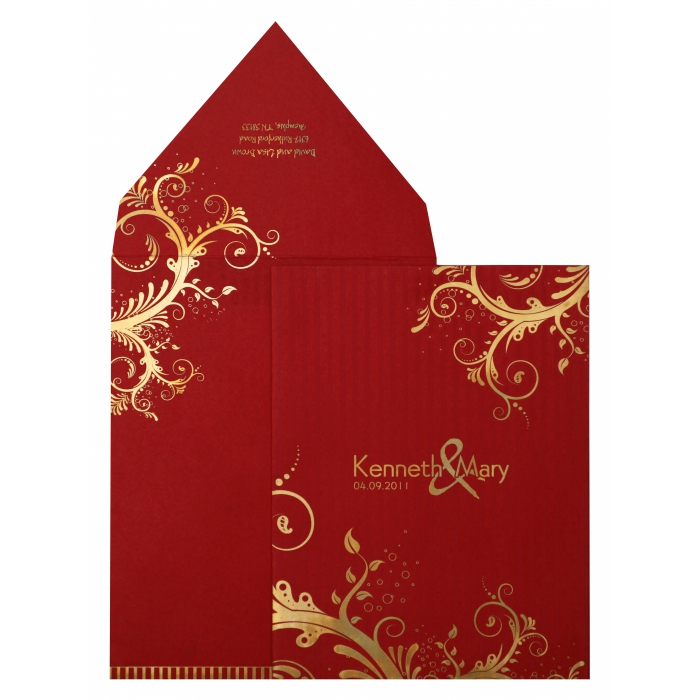 RED MATTE SCREEN PRINTED WEDDING INVITATION : IN-833 - 123WeddingCards