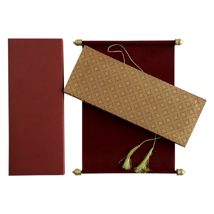 BURGUNDY VELVET WEDDING INVITATION : SC-5008D - 123WeddingCards