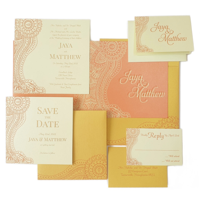  SHIMMERY SCREEN PRINTED WEDDING INVITATION : ATOMIC-TANGERINE - 123WeddingCards