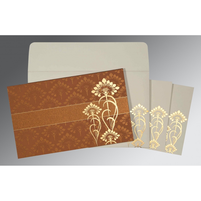 COPPER SHIMMERY SCREEN PRINTED WEDDING CARD : IN-8239H - 123WeddingCards