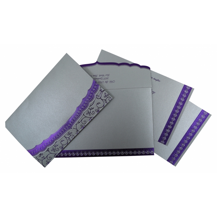 SILVER SHIMMERY FOIL STAMPED WEDDING INVITATION : IN-806A - 123WeddingCards