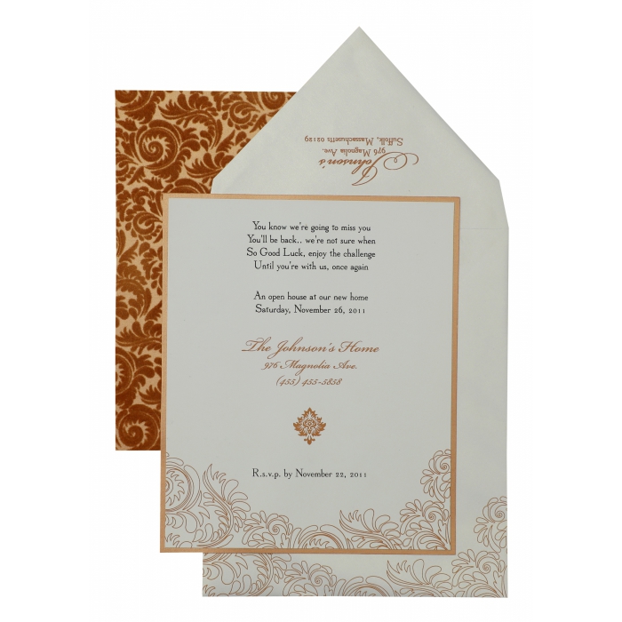 WHITE COPPER MATTE SCREEN PRINTED PARTY CARDS : PY-882 - 123WeddingCards