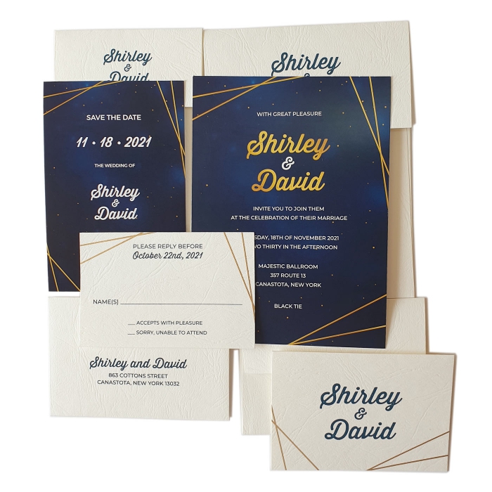 WHITE GLOSSY WEDDING INVITATION : SPARKLING-GALAXY - 123WeddingCards