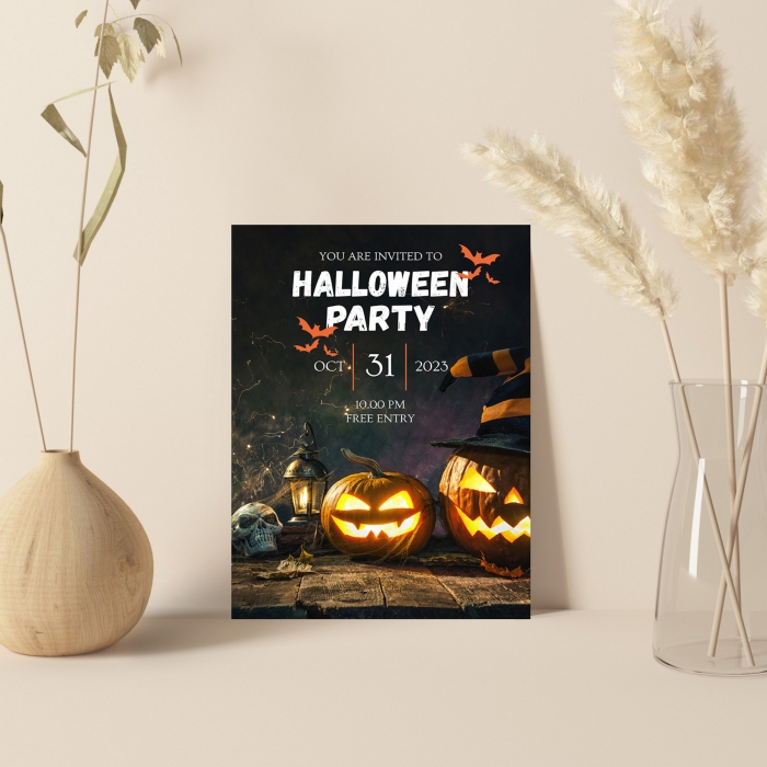 WHITE GLOSSY WEDDING INVITATION : SPOOKY-HALLOWEEN - 123WeddingCards