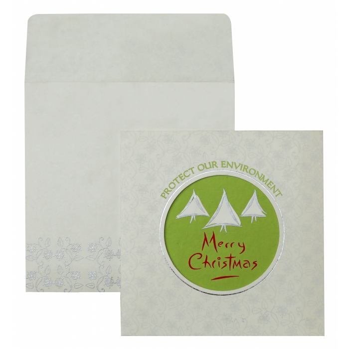 WHITE HANDMADE COTTON FLORAL THEMED - FOIL STAMPED HOLIDAY CARDS : H-847 - 123WeddingCards