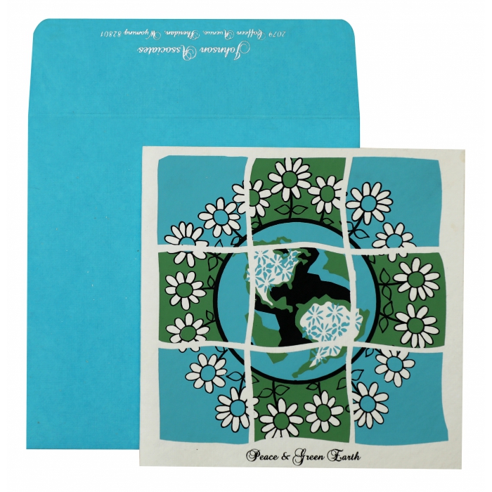 WHITE HANDMADE COTTON SCREEN PRINTED HOLIDAY CARDS : H-850 - 123WeddingCards
