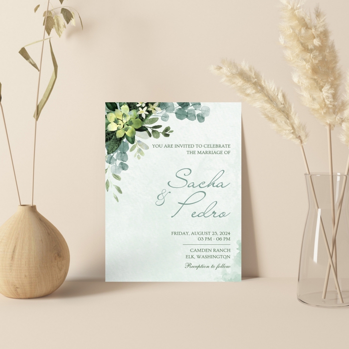 WHITE HANDMADE COTTON WEDDING INVITATION : SPRING-DIGITAL - 123WeddingCards