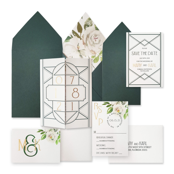 WHITE MATTE FLORAL THEMED - SCREEN PRINTED WEDDING INVITATION : LUSTROUS-NIGHT - 123WeddingCards