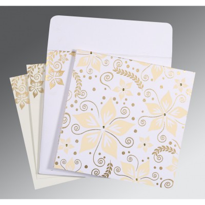 WHITE MATTE SCREEN PRINTED WEDDING INVITATION : IN-8240D - 123WeddingCards