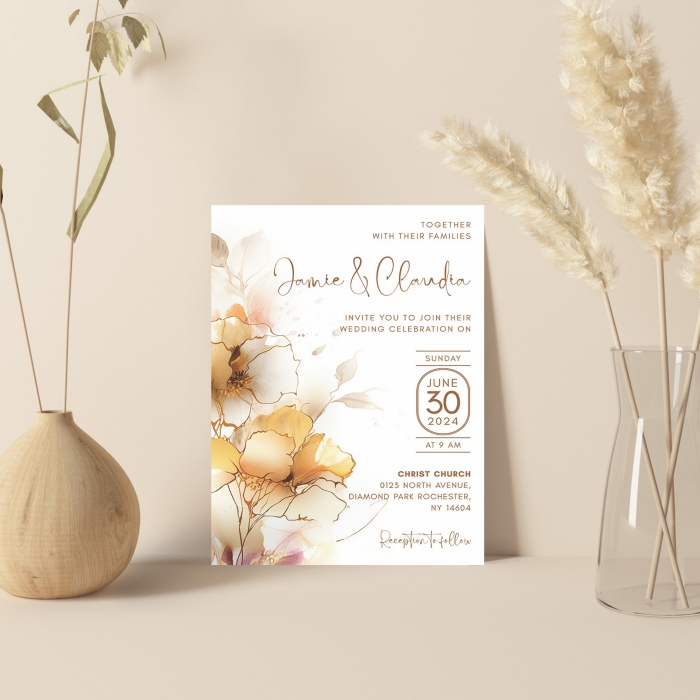 WHITE MATTE WEDDING INVITATION : GLAMOUR-GALA - 123WeddingCards