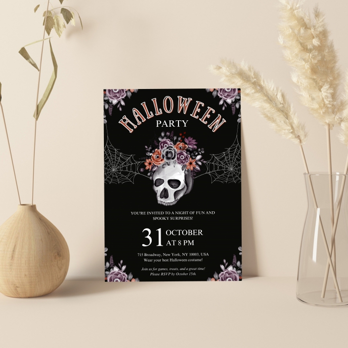 WHITE MATTE WEDDING INVITATION : SPOOKY-SOIREE - 123WeddingCards