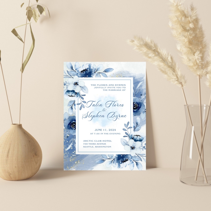 WHITE SHIMMERY FLORAL THEMED WEDDING INVITATION : MOONLIT-MEMORIES - 123WeddingCards