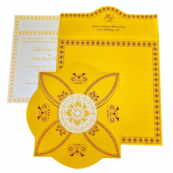 YELLOW BUTTERFLY THEMED - SCREEN PRINTED WEDDING INVITATION : IN-820C - 123WeddingCards
