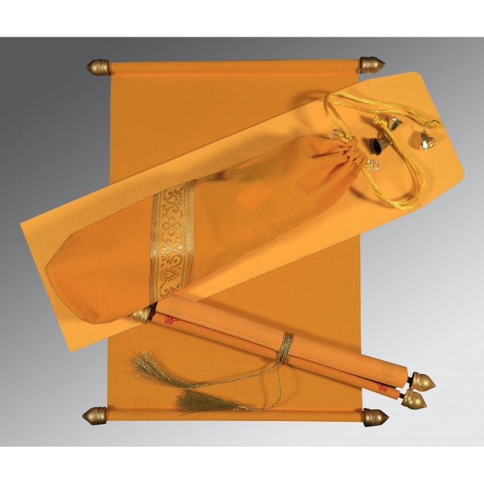 SOFT ORANGE VELVET WEDDING INVITATION : SC-5004G - 123WeddingCards