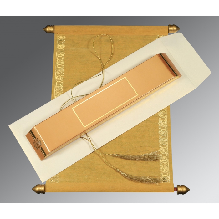 MUSTARD YELLOW WOOLY FOIL STAMPED WEDDING INVITATION : SC-5012B - 123WeddingCards