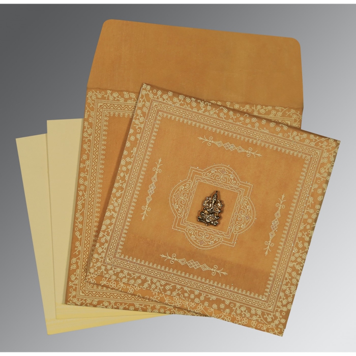 YELLOW WOOLY GLITTER WEDDING CARD : IN-8205D - 123WeddingCards