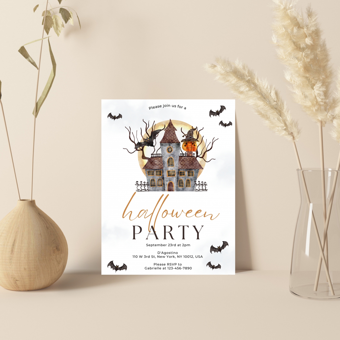 WHITE MATTE WEDDING INVITATION : HAUNTED-HOUSE - 123WeddingCards WHITE MATTE WEDDING INVITATION : HAUNTED-HOUSE - 123WeddingCards